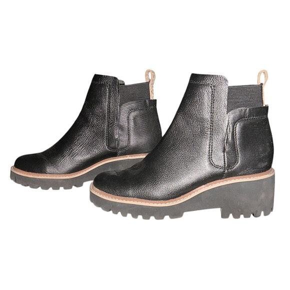 Dolce Vita Huey H2O Water-Resistant Black Leather Lug Sole Booties 8 - Picture 3 of 8